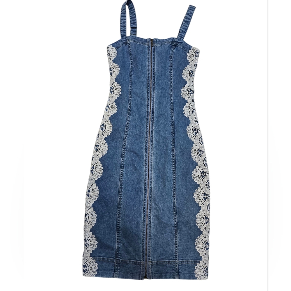 Ramy Brook, Denim Dress With Lace Accents Size 2 NWT